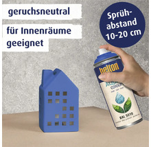 Helton Aqua Farbspraydose mit blau lackiertem Hausmodell