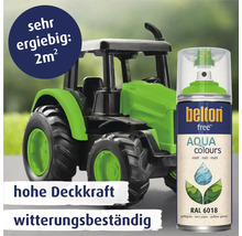 Belton Free Aqua Colours Lackspraydose neben Spielzeugtraktor