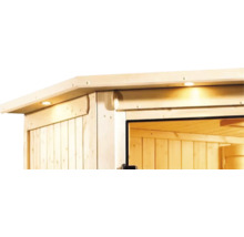 Sauna modulaire Karibu Gobina avec poêle 9 kW et commande externe avec couronne et porte entièrement vitrée transparente-thumb-10
