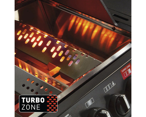 Vue intérieure d''un barbecue avec fonction turbo zone
