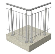Pertura Geländer-Komplettset Vesta L-Form Edelstahl mit Rundstäben für Bodenmontage B: 2 m
