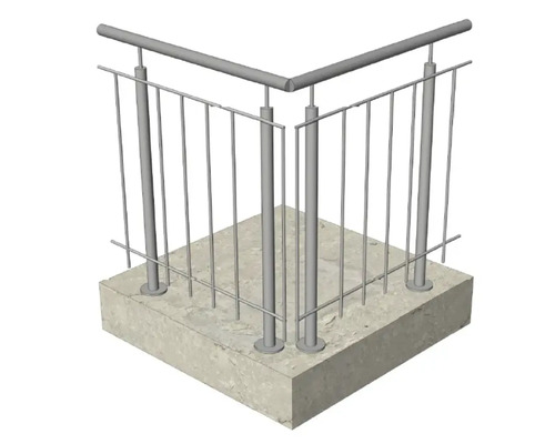 Garde-corps d''angle en métal sur base en béton