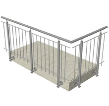 Pertura Geländer-Komplettset Vesta L-Form Edelstahl mit Rundstäben für Seitenmontage B: 3 m