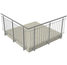 Pertura Geländer-Komplettset Vesta L-Form Edelstahl mit Rundstäben für Seitenmontage B: 4 m