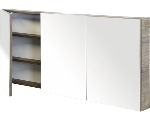 Spiegelschrank mit drei Türen und Regalböden