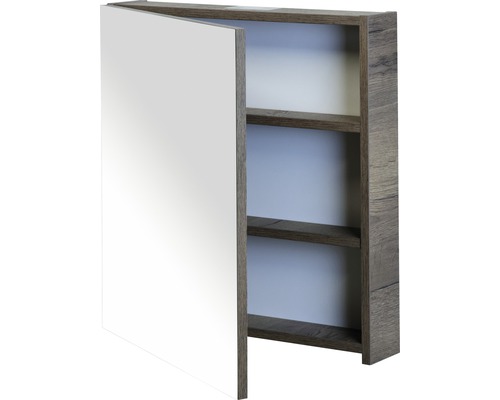 Spiegelschrank mit zwei Regalböden und offener Tür