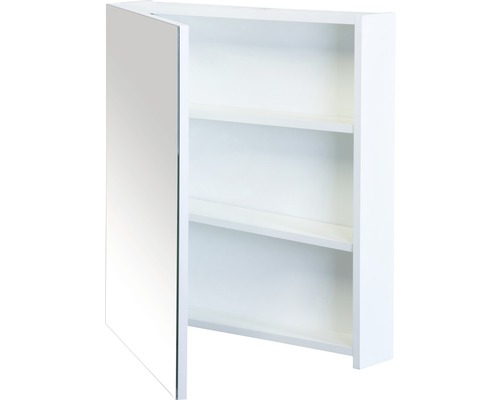 Armoire de toilette ouverte avec deux étagères