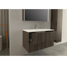 Waschtischkombination mit Waschbecken, Spiegelschrank und Hochschrank im Badezimmer