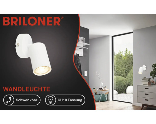 Applique murale Briloner pivotante blanche avec douille GU10 dans une pièce d''habitation