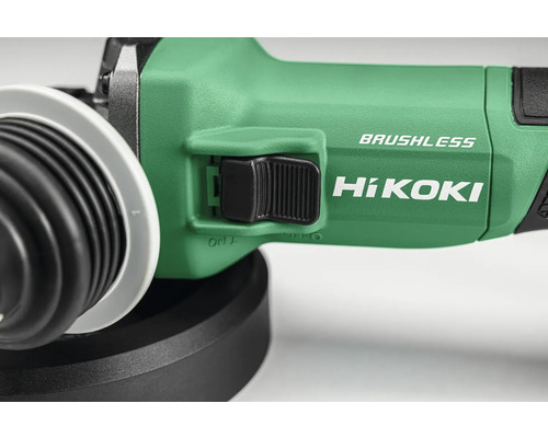 HiKoki Winkelschleifer mit Schalter und Bürstenlos Aufschrift