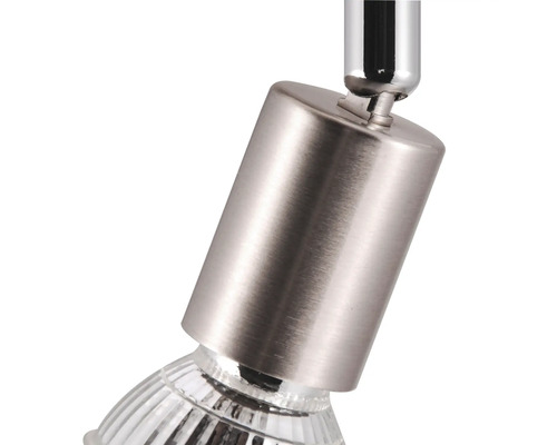 Detailaufnahme einer drehbaren Metall-Deckenleuchte