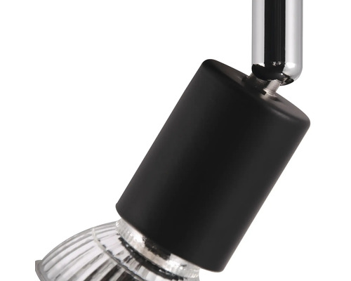 Detailaufnahme einer schwarzen Spotleuchte