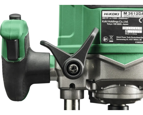 Detailansicht einer Oberfräse mit Einstellhebel