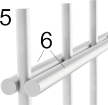 Detailansicht eines Metallgeländers mit den Nummern 5 und 6 zur Kennzeichnung von Bauteilen