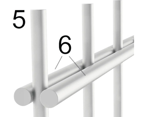 Detailansicht eines Handtuchhalters mit Stangen