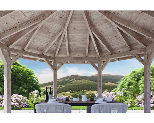 Pavillon de jardin en bois avec table et chaises