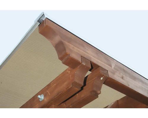 Vue détaillée d''une pergola en bois avec toit