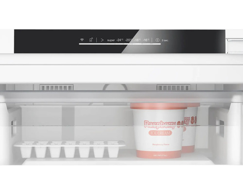Intérieur d''un congélateur avec bac à glaçons et glace