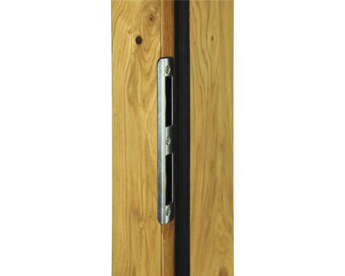 Cuvette de préhension en acier inoxydable sur une porte en bois