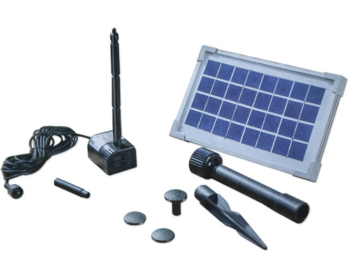 Solar Teichpumpe mit verschiedenen Aufsätzen und Solarpanel