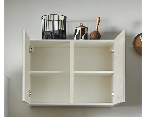 Armoire murale ouverte avec deux étagères pour le rangement