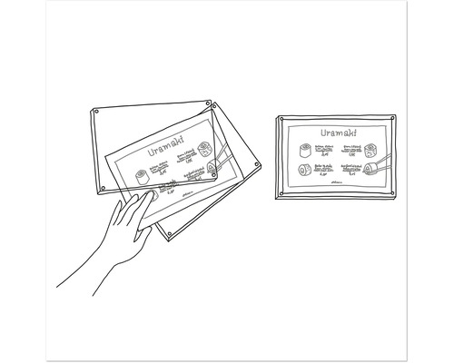 Illustration d''un présentoir transparent en acrylique pour cartes de menu