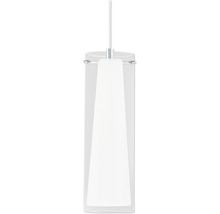 Hängelampe mit klarem Glaszylinder und weißem Lampenschirm