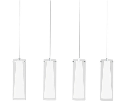 Vierflammige Pendelleuchte mit Lampenschirmen