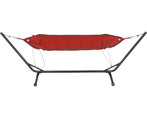 Hamac autoportant avec toile rouge et cadre noir