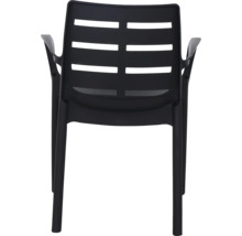 Chaise de jardin noire en plastique avec accoudoirs