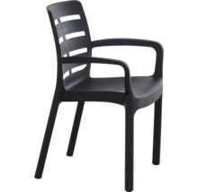 Chaise en plastique noire avec accoudoirs