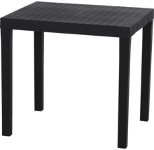 Table de jardin noire avec quatre pieds.
