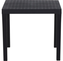 Table de jardin noire avec plateau de table rainuré et quatre pieds