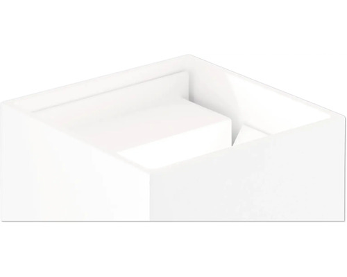 Vue détaillée d''un bac à plantes blanc en forme de cube