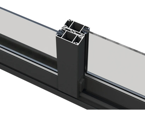 Detailansicht eines Fensterprofils aus Aluminium mit Glas