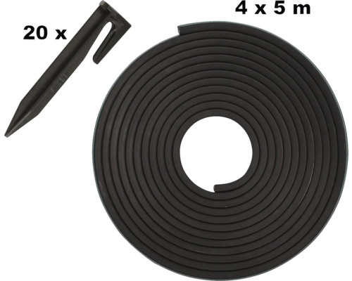 Rasenkante, 4 x 5 Meter, mit 20 Rasenkantenbefestigungen