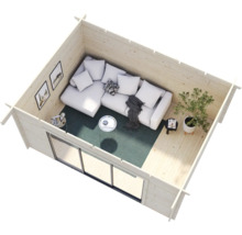 Gartenhaus Palmako Lea 14,2 m² Schiebetür Isolierglas inkl. Fußboden 494 x 402 cm grau