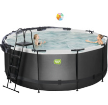 Piscine hors sol avec échelle et deux enfants dans l''eau
