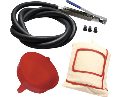 Bremsenentlüfter-Set mit Entlüfter, Schlauch, Fülltrichter, Auffangbeutel und Adaptern