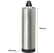 Tarrox Tischbein rund 19 cm Ø60 mm höhenverstellbar , Edelstahl Dekor