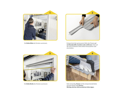 Instructions en quatre étapes pour mesurer et ajuster un tablier de volet roulant