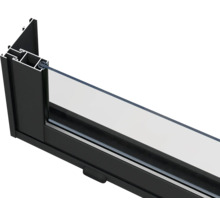 Schnittansicht eines Fensterrahmens mit Glas