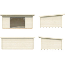 Abri de jardin Palmako Lea 19.4 m² porte coulissante verre de sécurité avec plancher 578 x 451 cm gris