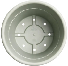 Vue intérieure d''un pot de fleurs rond avec des trous pour le drainage