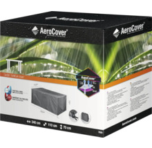 Verpackung einer AeroCover Abdeckung für Gartenmöbel mit den Maßen 240 mal 110 mal 70 Zentimeter