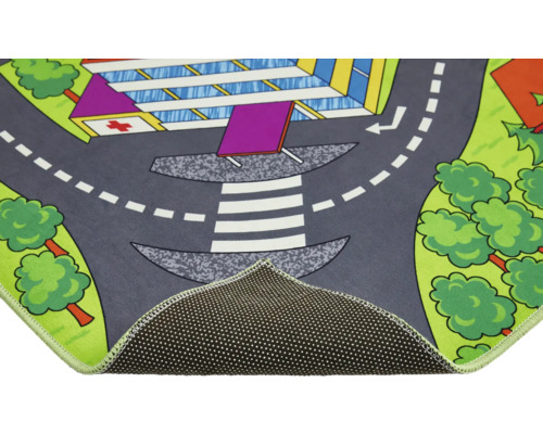 Spielteppich mit Straßen, Zebrastreifen und Gebäuden