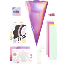 Kit de bricolage pour cornets scolaires avec cône, autocollants, papier et strass