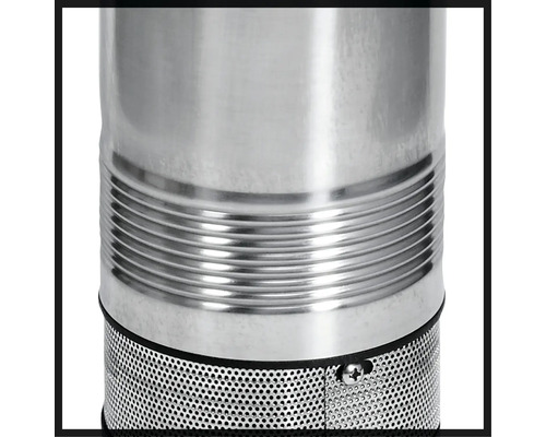 Detailansicht einer Tauchdruckpumpe aus Edelstahl