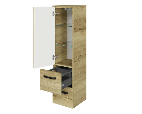 Meuble de salle de bains avec tiroirs et étagères