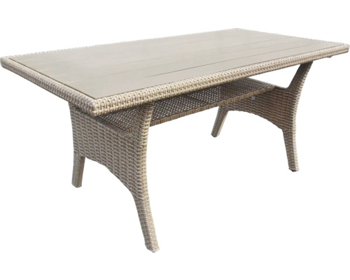 Table de jardin avec cadre en rotin et étagère